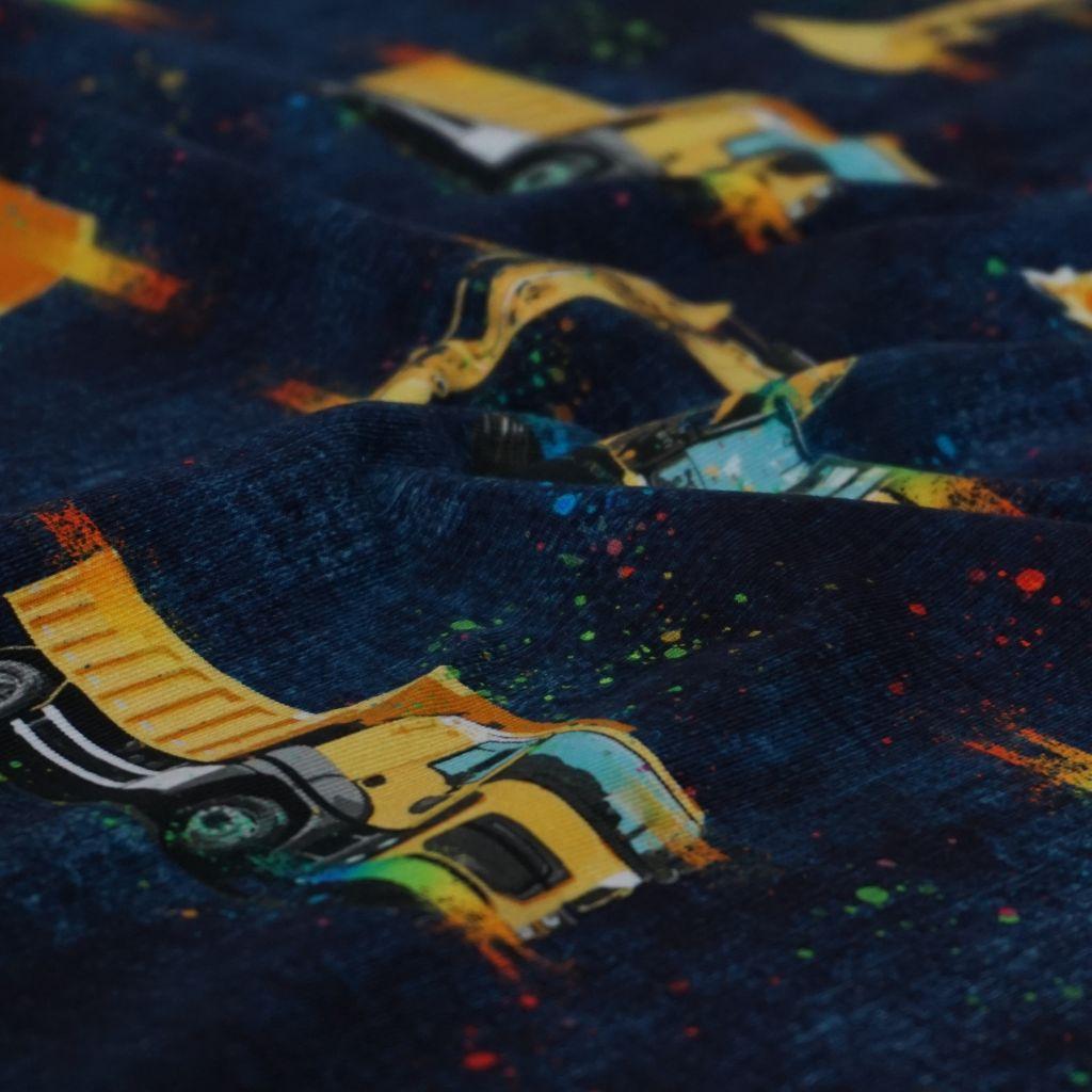 Baumwolljersey Baufahrzeuge Jeansoptik - Glitzerpüppi